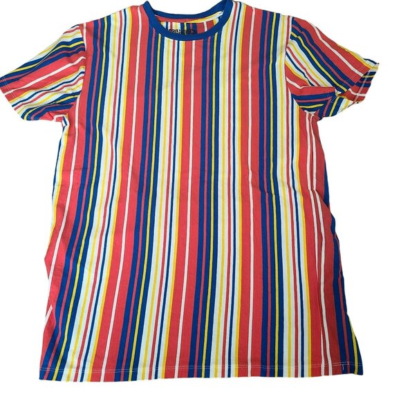 San Francisco Work Shirts Sz MED Multicolor Striped Cotton T Shirt Short Sleeve - Picture 1 of 7